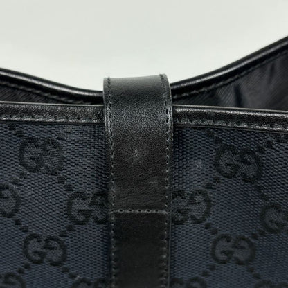 Gucci Jackie Line Shoulder Bag GG Canvas Black