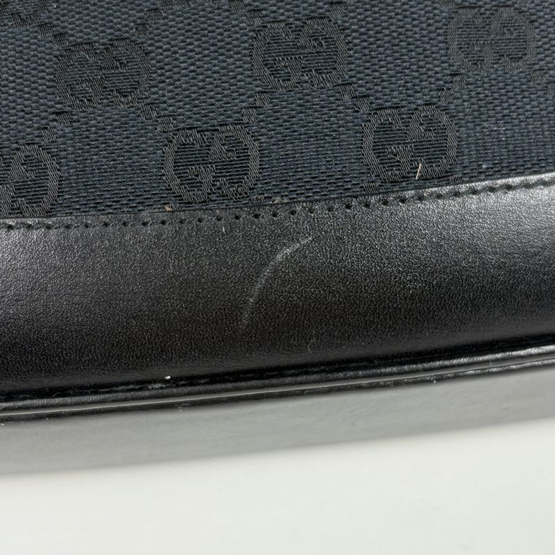 Gucci Jackie Line Shoulder Bag GG Canvas Black