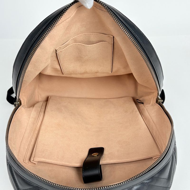 Gucci GG Marmont Backpack Logo Leather Black
