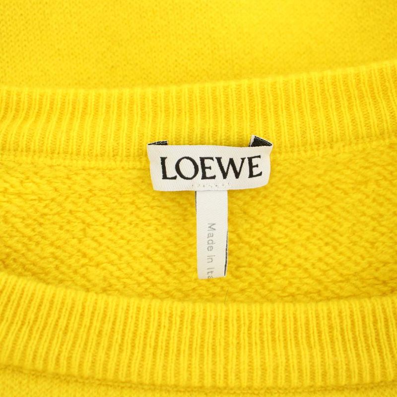 Loewe Knit Sweater Crew Neck Long Sleeve Anagram Embroidery Cashmere S Yellow