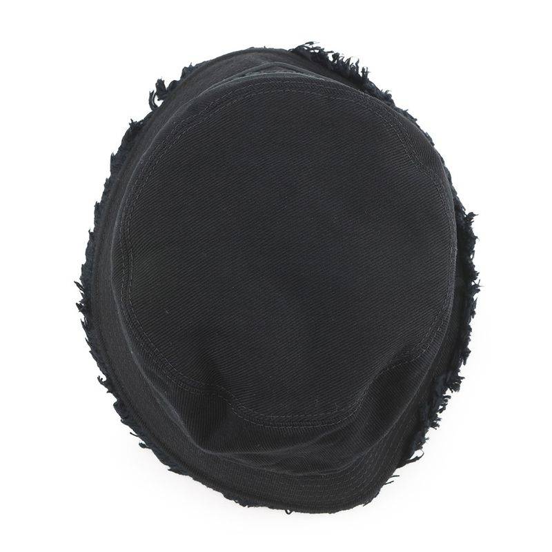 Prada Bucket Hat Fringe Triangle Logo Cotton M Black