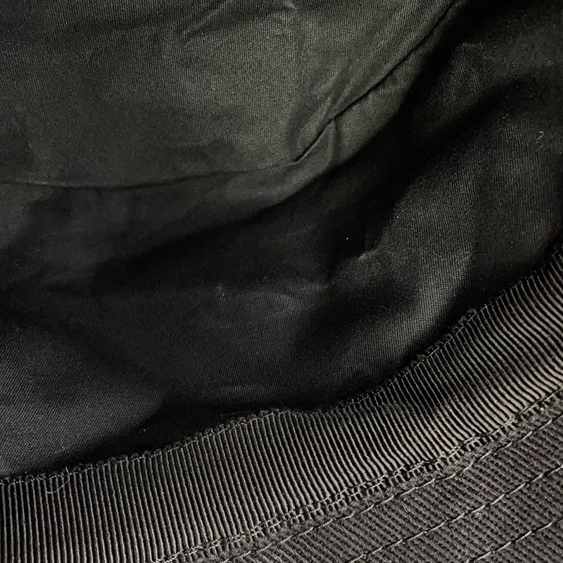 Prada Bucket Hat Fringe Triangle Logo Cotton M Black