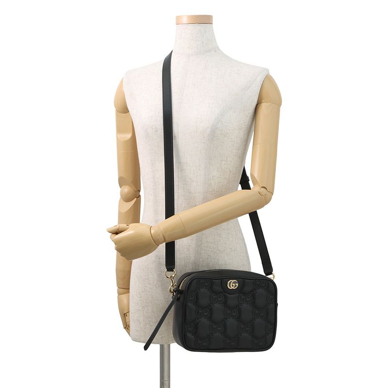 Gucci Shoulder Bag GG Matelasse Small Leather Black