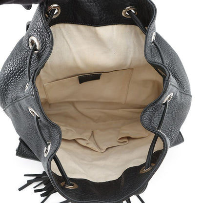Gucci Backpack Bamboo Fringe Leather Black
