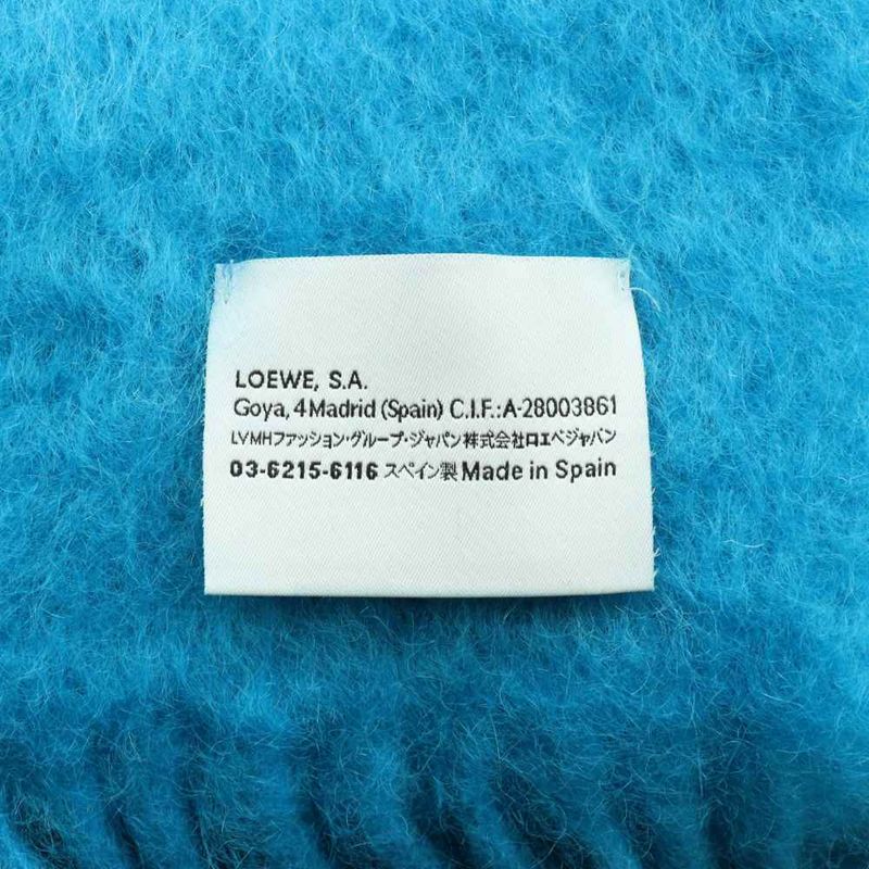 Loewe Mohair Fringe Shawl Scarf Turquoise Blue SS OS