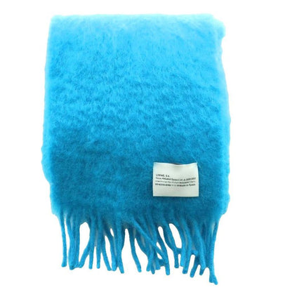 Loewe Mohair Fringe Shawl Scarf Turquoise Blue SS OS