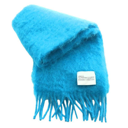 Loewe Mohair Fringe Shawl Scarf Turquoise Blue SS OS