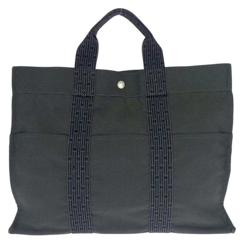 Hermes Her Line MM Gray Silver Canvas Tote