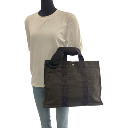 Hermes Her Line MM Gray Silver Canvas Tote
