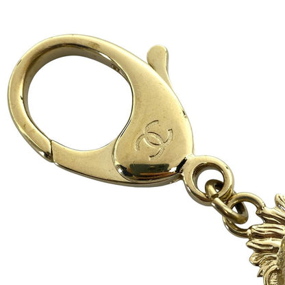 Chanel Lion Charm Key Holder Key Ring CC Logo Rhinestone Pearl Gold Black
