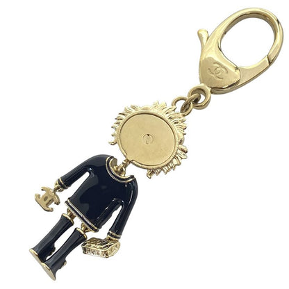 Chanel Lion Charm Key Holder Key Ring CC Logo Rhinestone Pearl Gold Black