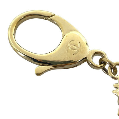 Chanel Lion Charm Key Holder Key Ring CC Logo Rhinestone Pearl Gold Black