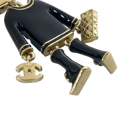 Chanel Lion Charm Key Holder Key Ring CC Logo Rhinestone Pearl Gold Black