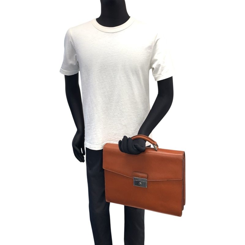 Prada Brown Silver Leather Business