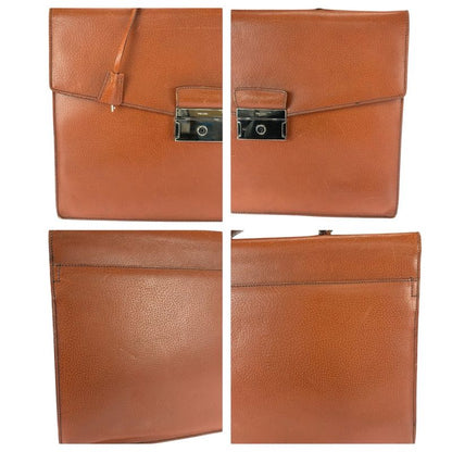 Prada Brown Silver Leather Business