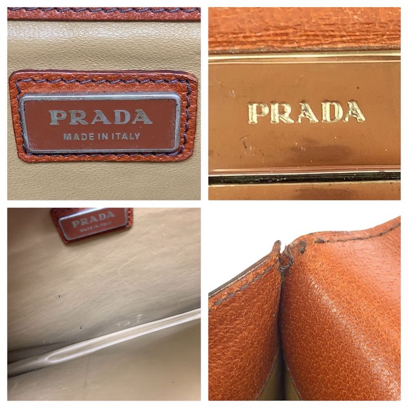 Prada Brown Silver Leather Business