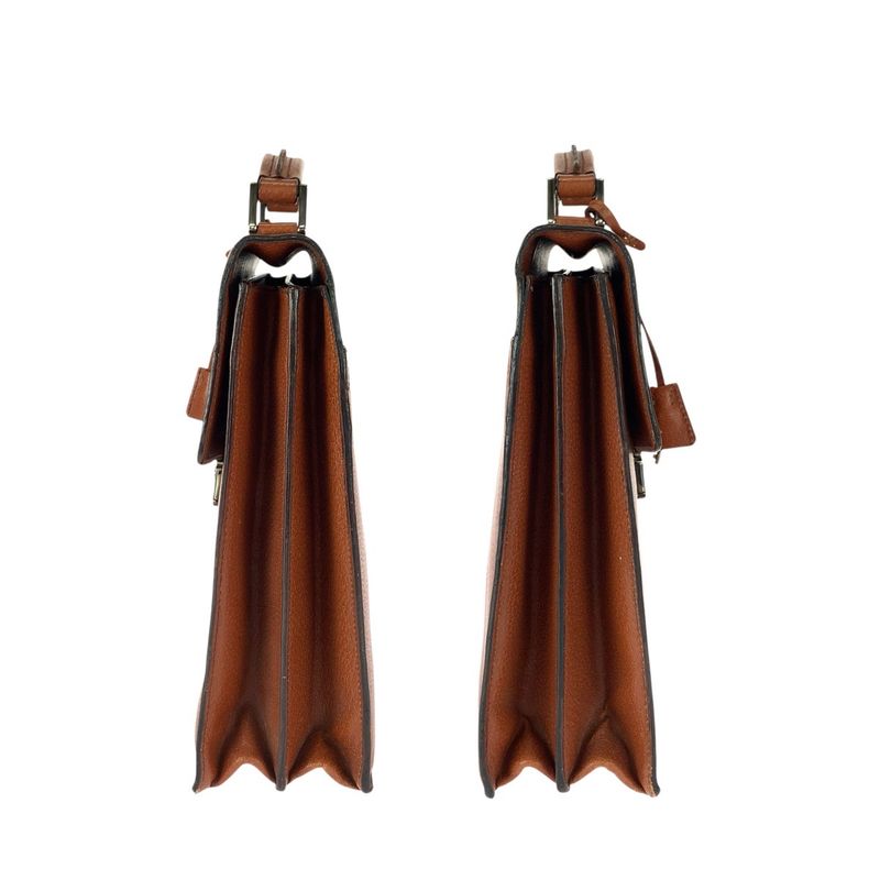 Prada Brown Silver Leather Business