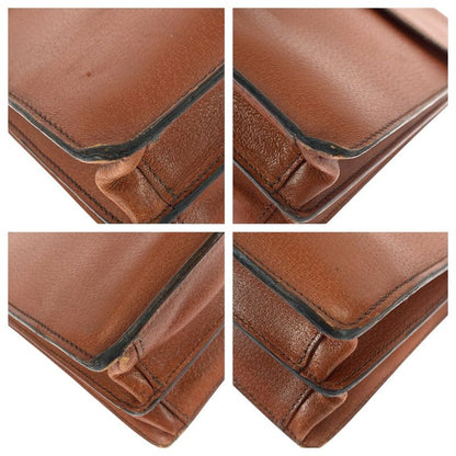 Prada Brown Silver Leather Business
