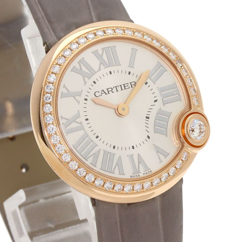 Cartier Ballon Blanc de Bezel Diamond Watch 18K Pink Gold