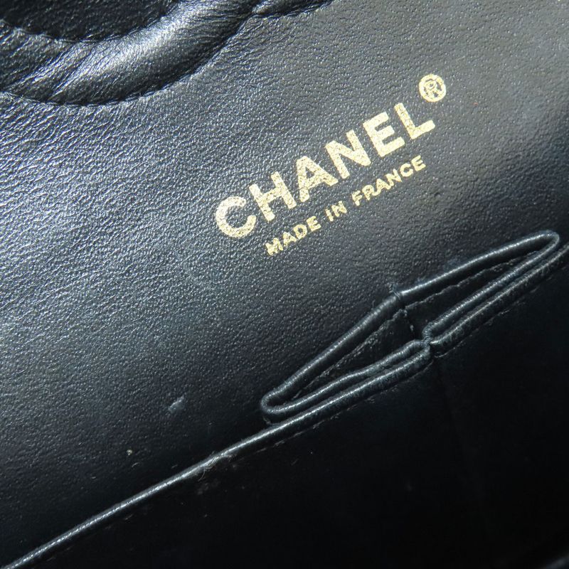 Chanel Quilted Double Flap Gold Shoulder Bag Grained Calfskin
