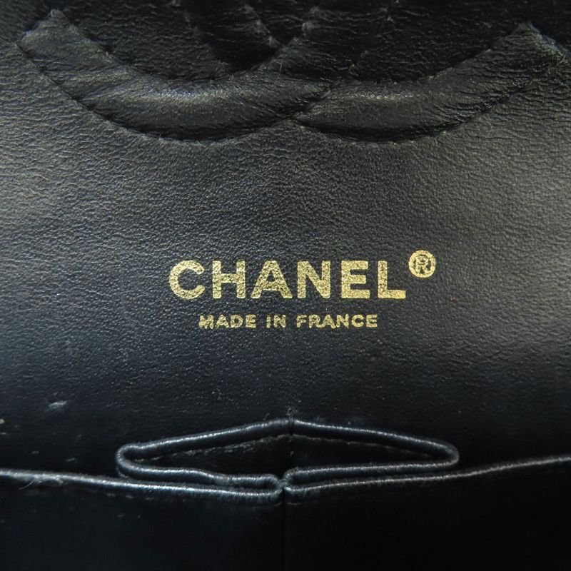 Chanel Quilted Double Flap Gold Shoulder Bag Grained Calfskin