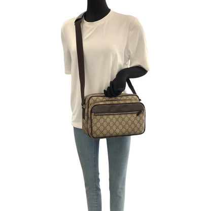 Gucci GG Plus Beige Dark Brown Silver Supreme Canvas Leather