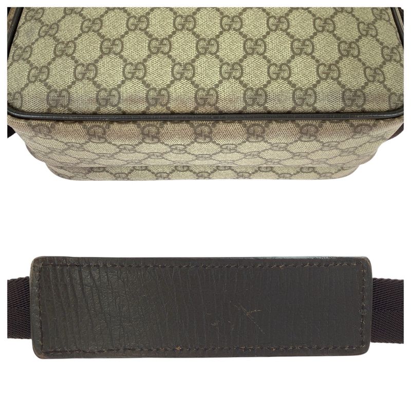 Gucci GG Plus Beige Dark Brown Silver Supreme Canvas Leather