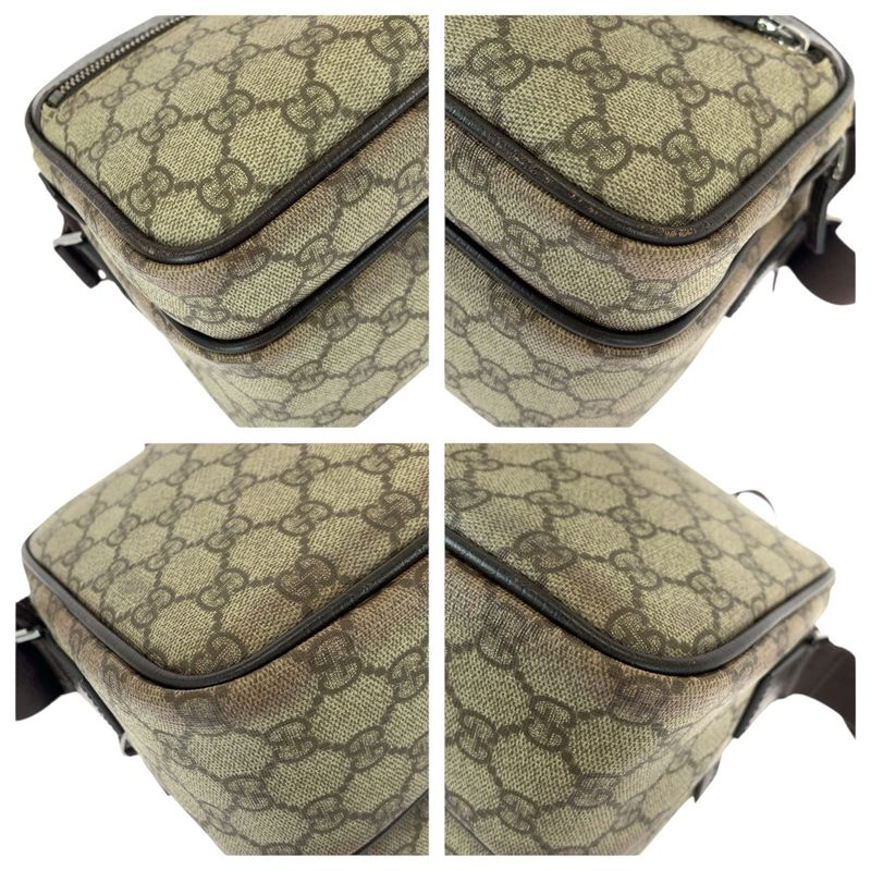 Gucci GG Plus Beige Dark Brown Silver Supreme Canvas Leather