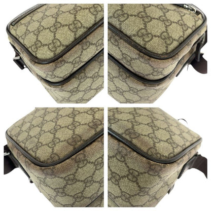 Gucci GG Plus Beige Dark Brown Silver Supreme Canvas Leather