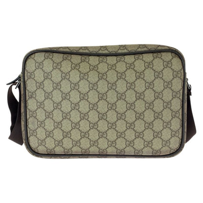Gucci GG Plus Beige Dark Brown Silver Supreme Canvas Leather