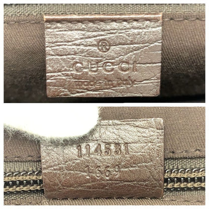 Gucci GG Plus Beige Dark Brown Silver Supreme Canvas Leather