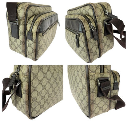 Gucci GG Plus Beige Dark Brown Silver Supreme Canvas Leather