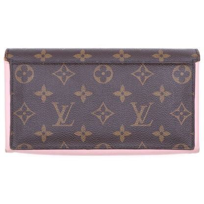 Louis Vuitton Monogram Portefeuille Floral Wallet Card Case Brown Pink