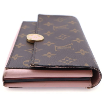 Louis Vuitton Monogram Portefeuille Floral Wallet Card Case Brown Pink