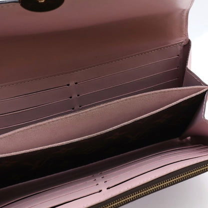 Louis Vuitton Monogram Portefeuille Floral Wallet Card Case Brown Pink