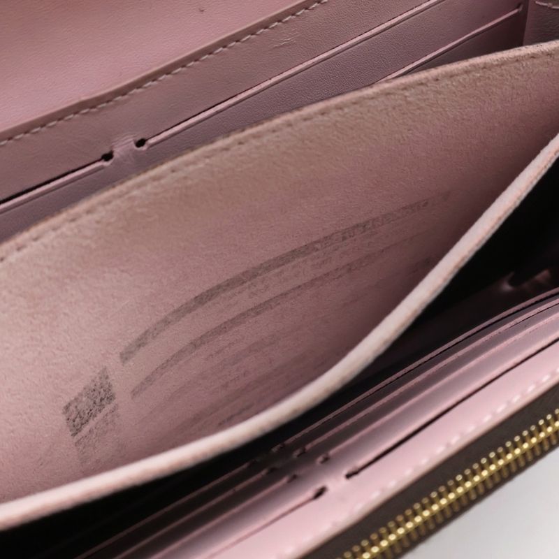 Louis Vuitton Monogram Portefeuille Floral Wallet Card Case Brown Pink