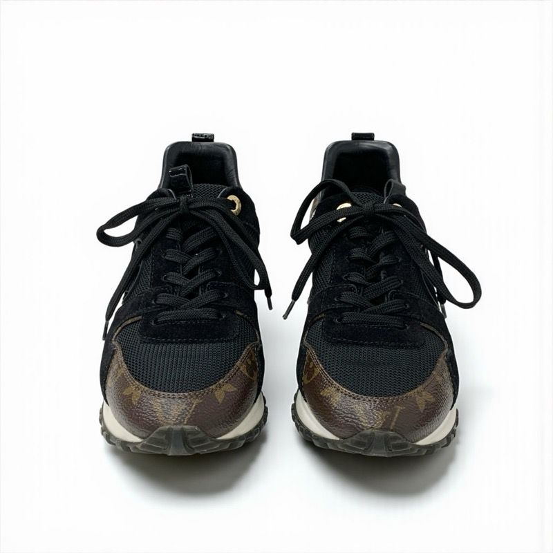 Louis Vuitton Run Away Line Monogram Sneakers Shoes Leather Patent Black