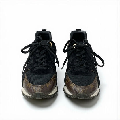 Louis Vuitton Run Away Line Monogram Sneakers Shoes Leather Patent Black
