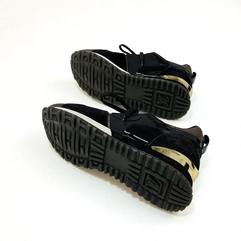 Louis Vuitton Run Away Line Monogram Sneakers Shoes Leather Patent Black
