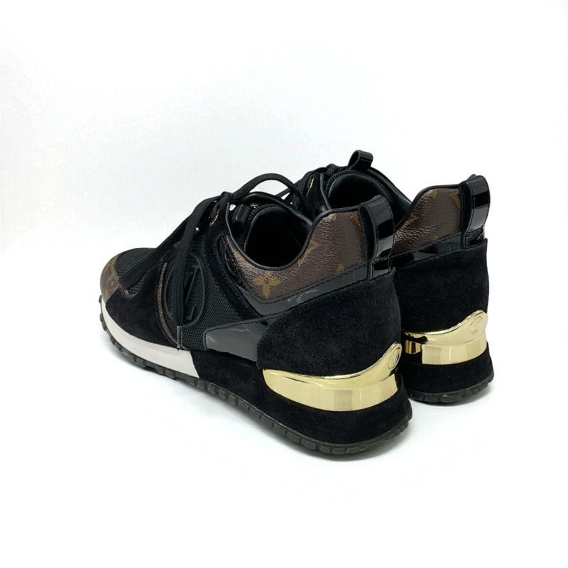 Louis Vuitton Run Away Line Monogram Sneakers Shoes Leather Patent Black