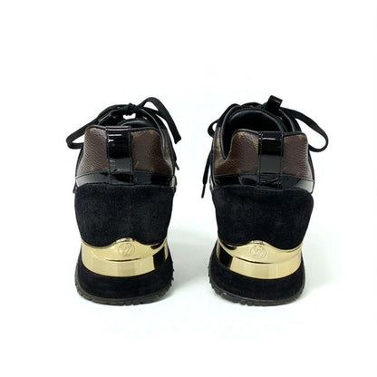 Louis Vuitton Run Away Line Monogram Sneakers Shoes Leather Patent Black