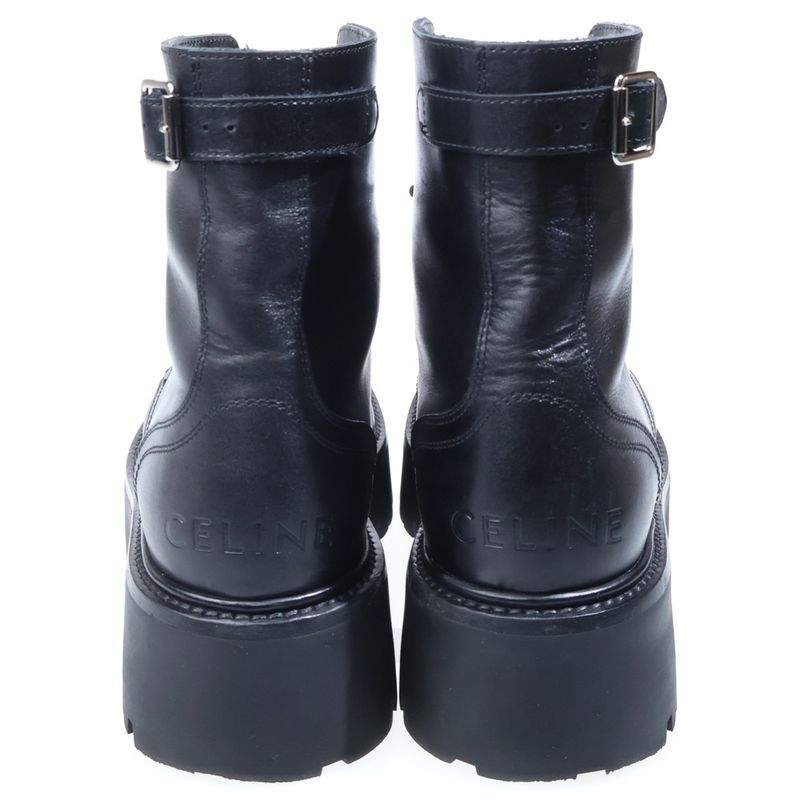 Celine Bulky Lace Up Boots Black