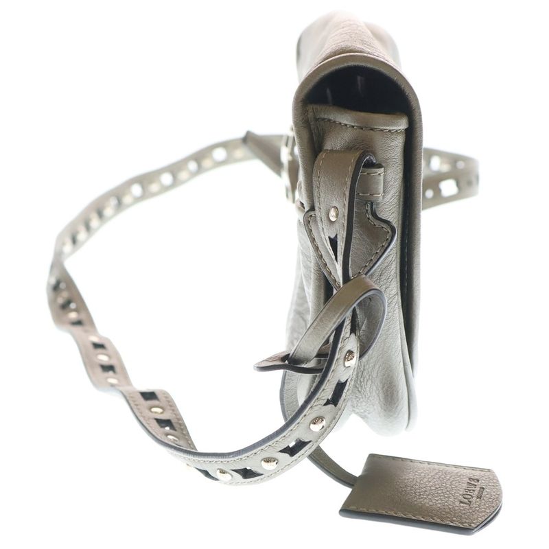 Loewe Heritage Shoulder Bag Metallic Silver Leather