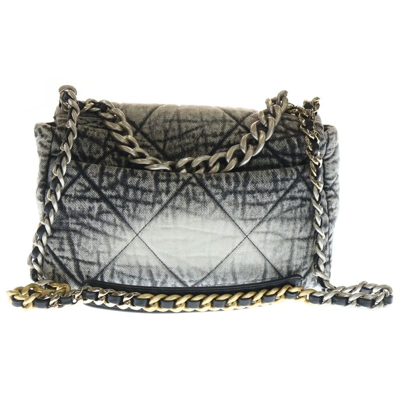 Chanel 19 Flap Shoulder Bag Gray Denim