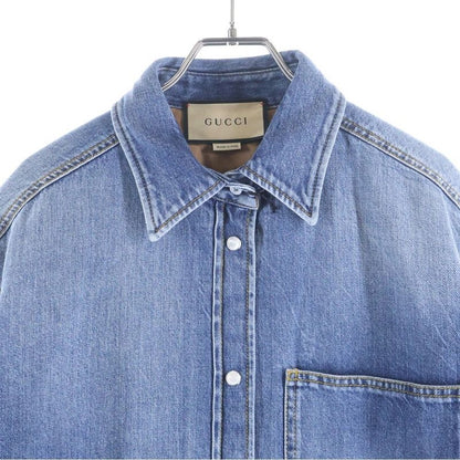 Gucci Washed Organic Denim Shirt Jacket Indigo