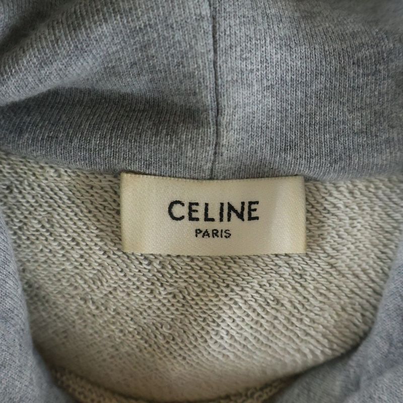 Celine Loose Sweatshirt in Cotton Fleece Drawstring Hoodie Pullover