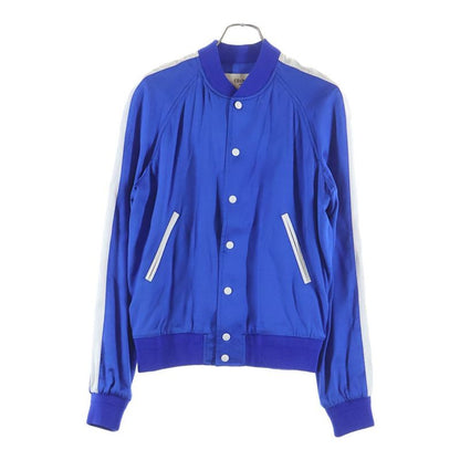 Celine Embroidered Teddy Logo Embroidery Satin Jacket Blue