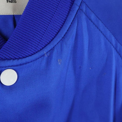 Celine Embroidered Teddy Logo Embroidery Satin Jacket Blue