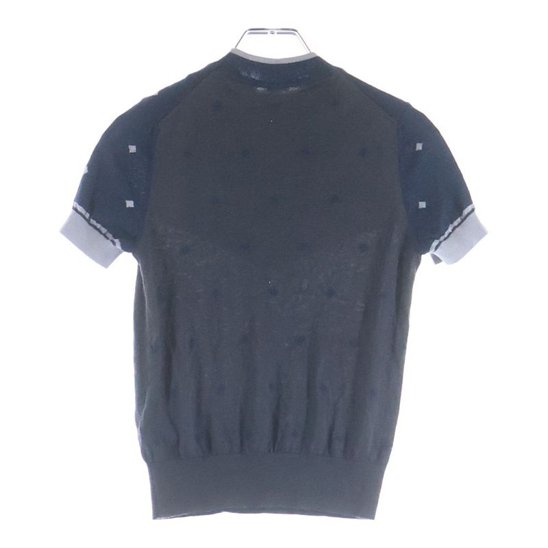 Hermes Miyanobu Harness Crew Neck Short Sleeve Knit Cashmere Navy