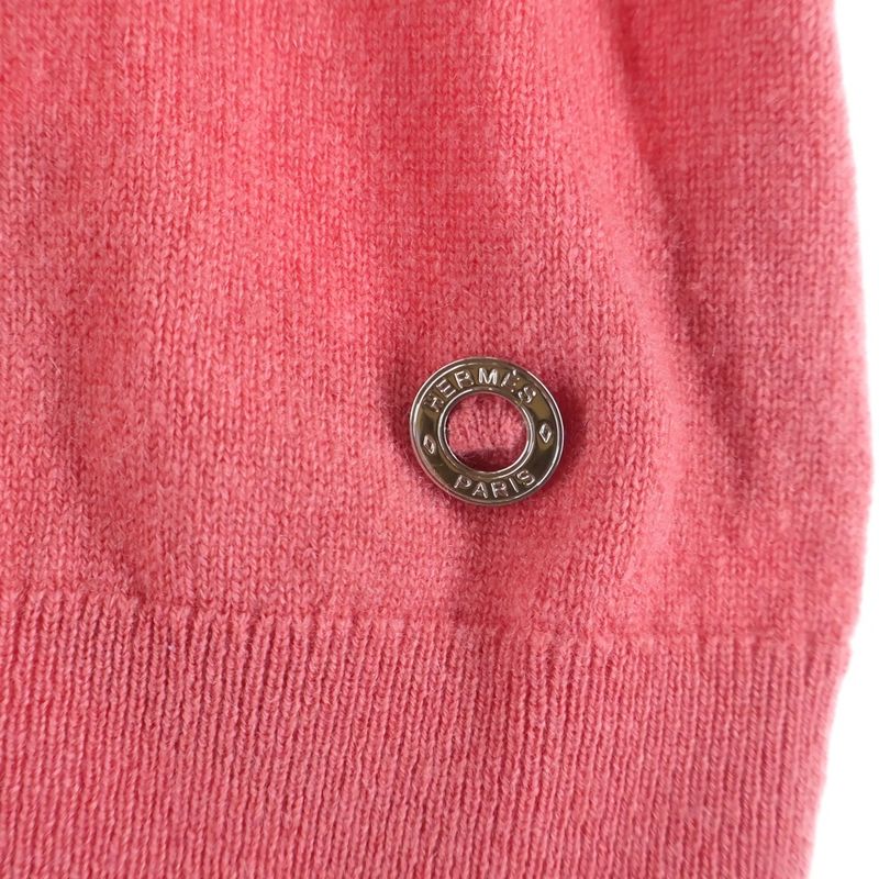 Hermes Crew Neck Short Sleeve Knit Cashmere Pink